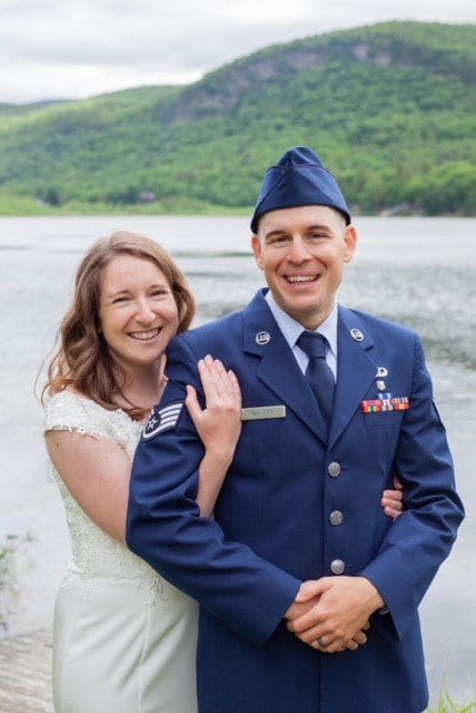 John Waller biomedical services manager in Air uniform with wife