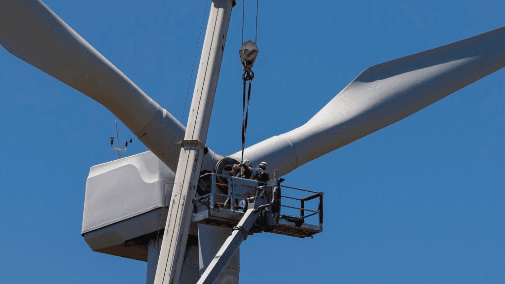 wind turbine with crane