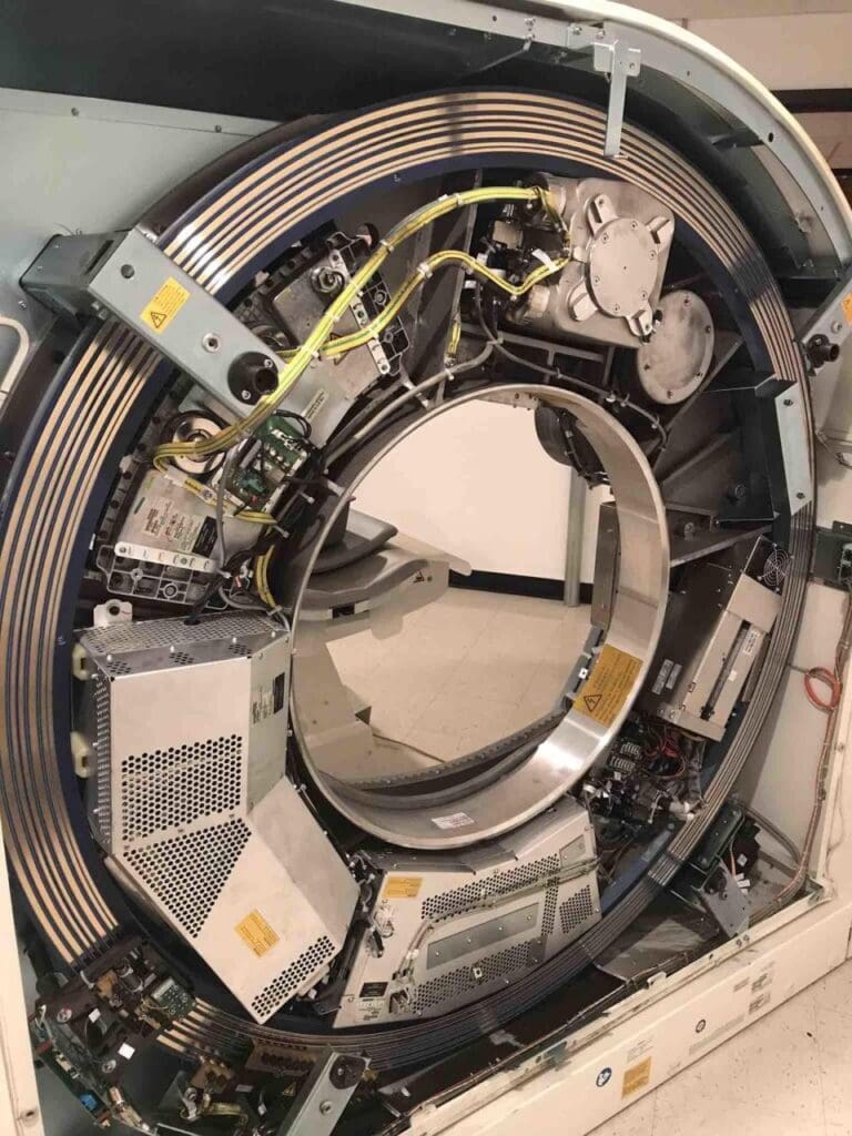 inside a CT used by a Radiology Service Engineer