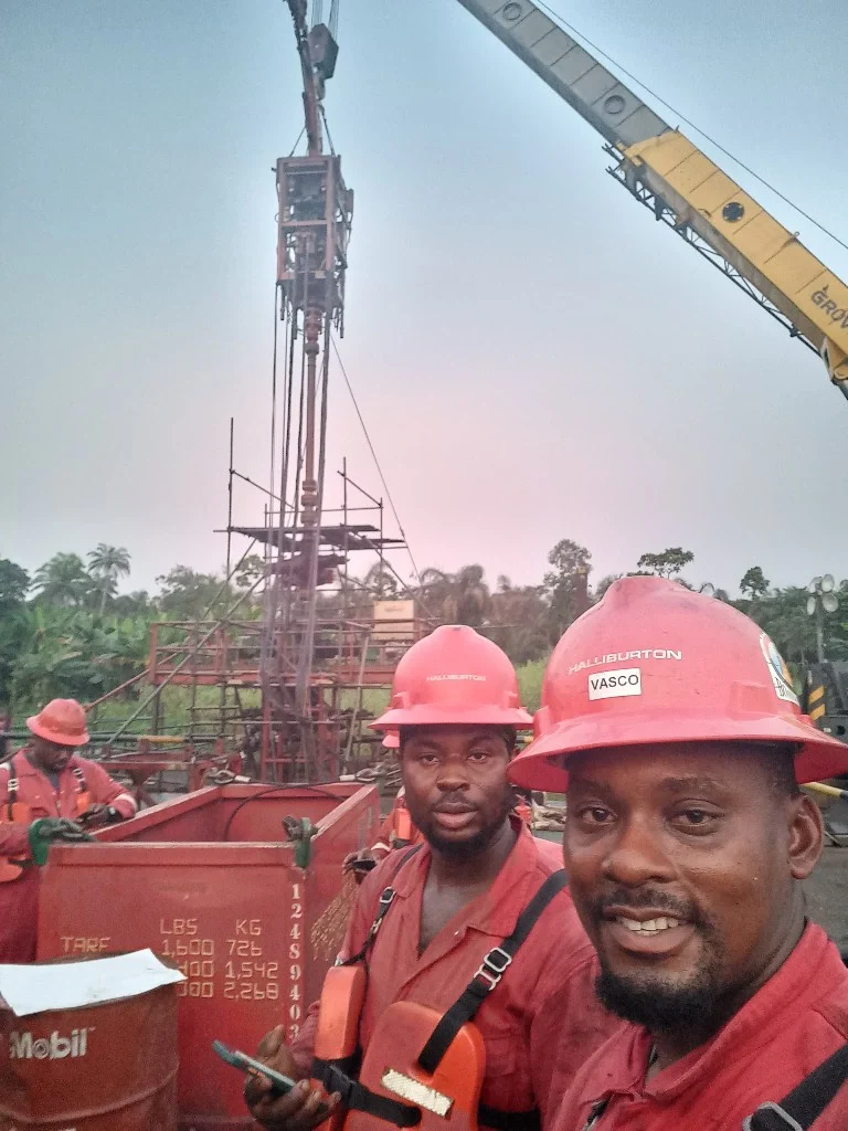 Charles Chinagorom Onyebuenyi with Kevin Chimezie Akparanta coiled tubing service operators Halliburton