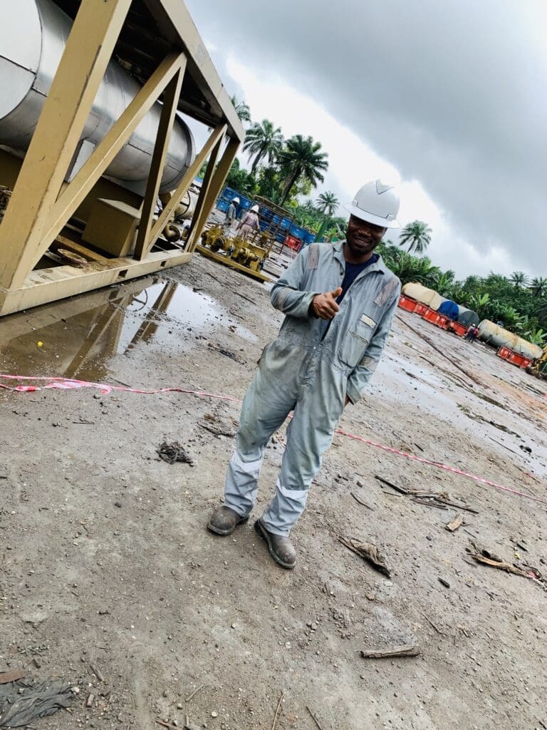 Christopher Akaya on site in PPE