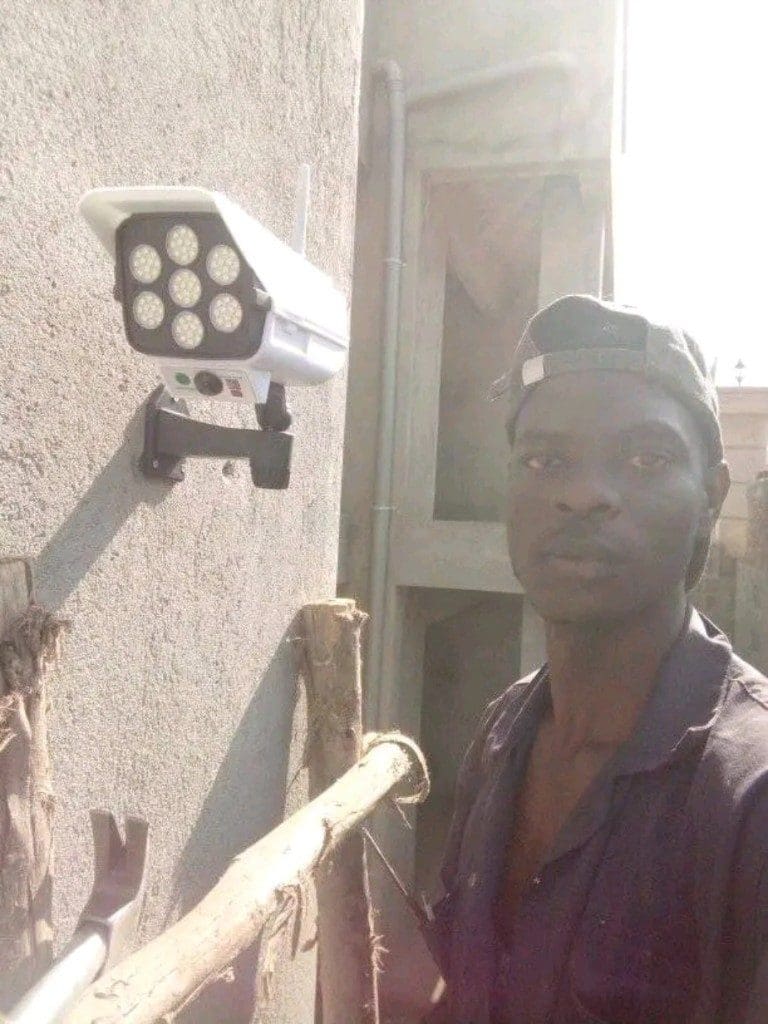 Francis Kasendwa with security lighting