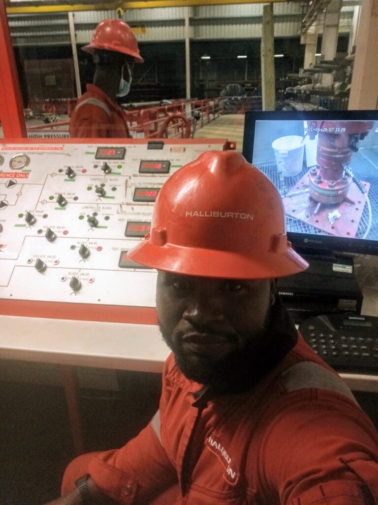 Kingsley James Well Intervention Engineer Halliburton at control panel