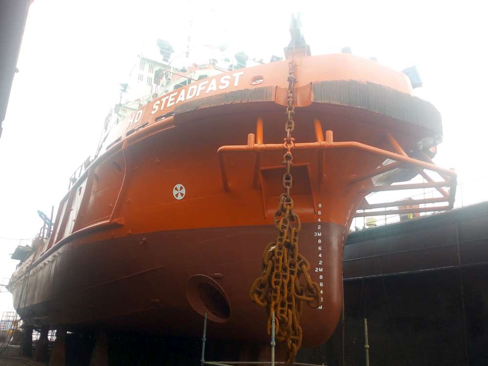After finer coats application at Shipyard Nigerdock FZE Nigeria
