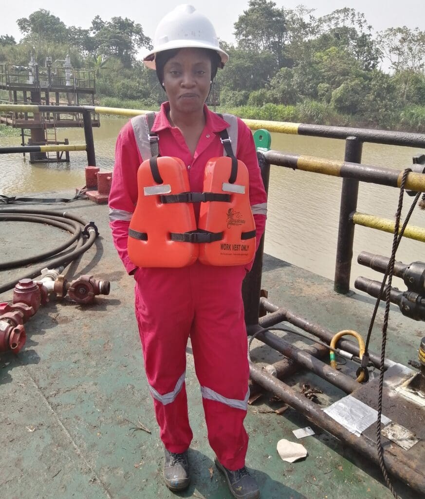 Peninnah Isom Akumute coiled tubing field service engineer Hydroserve woman working on oil wells    