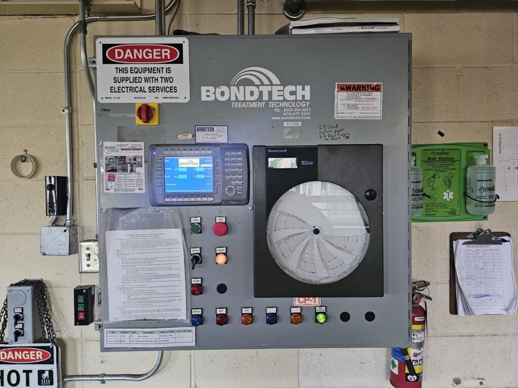 BondTech control panel used by mechatronics field service engineer