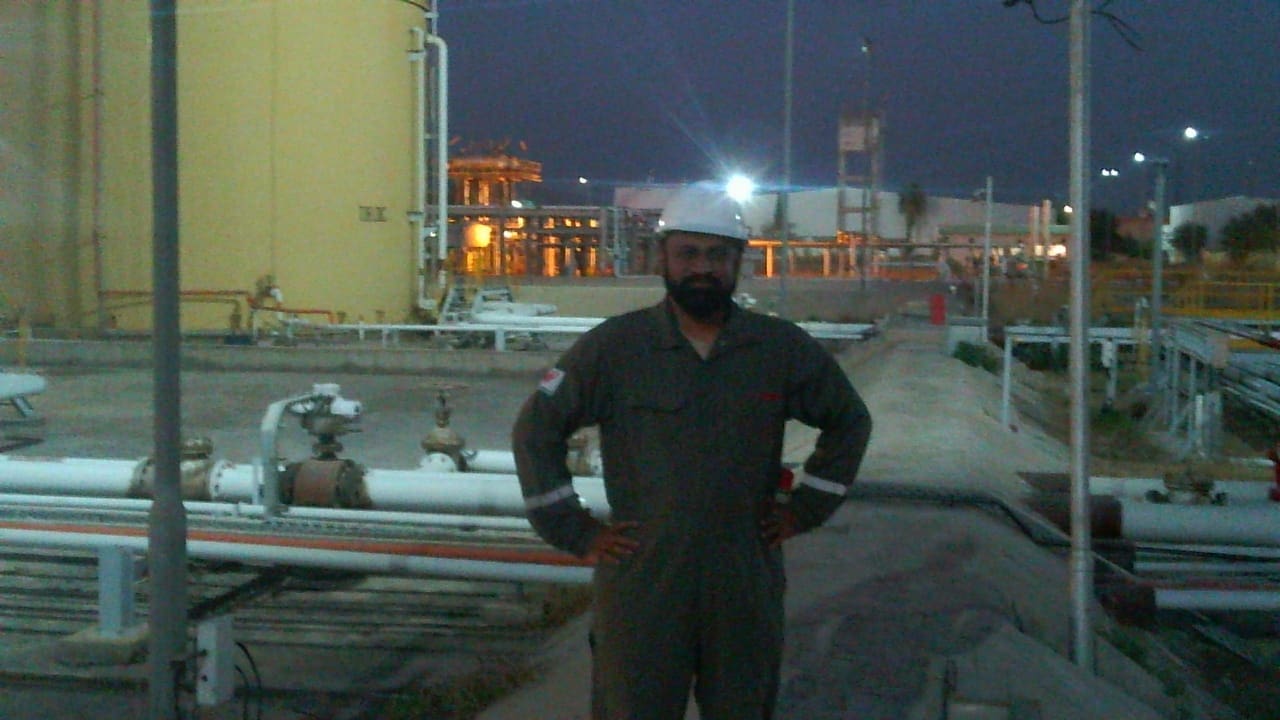 Zubair A Mazari Lead Field Service Engineer in Instrumentation on site at night